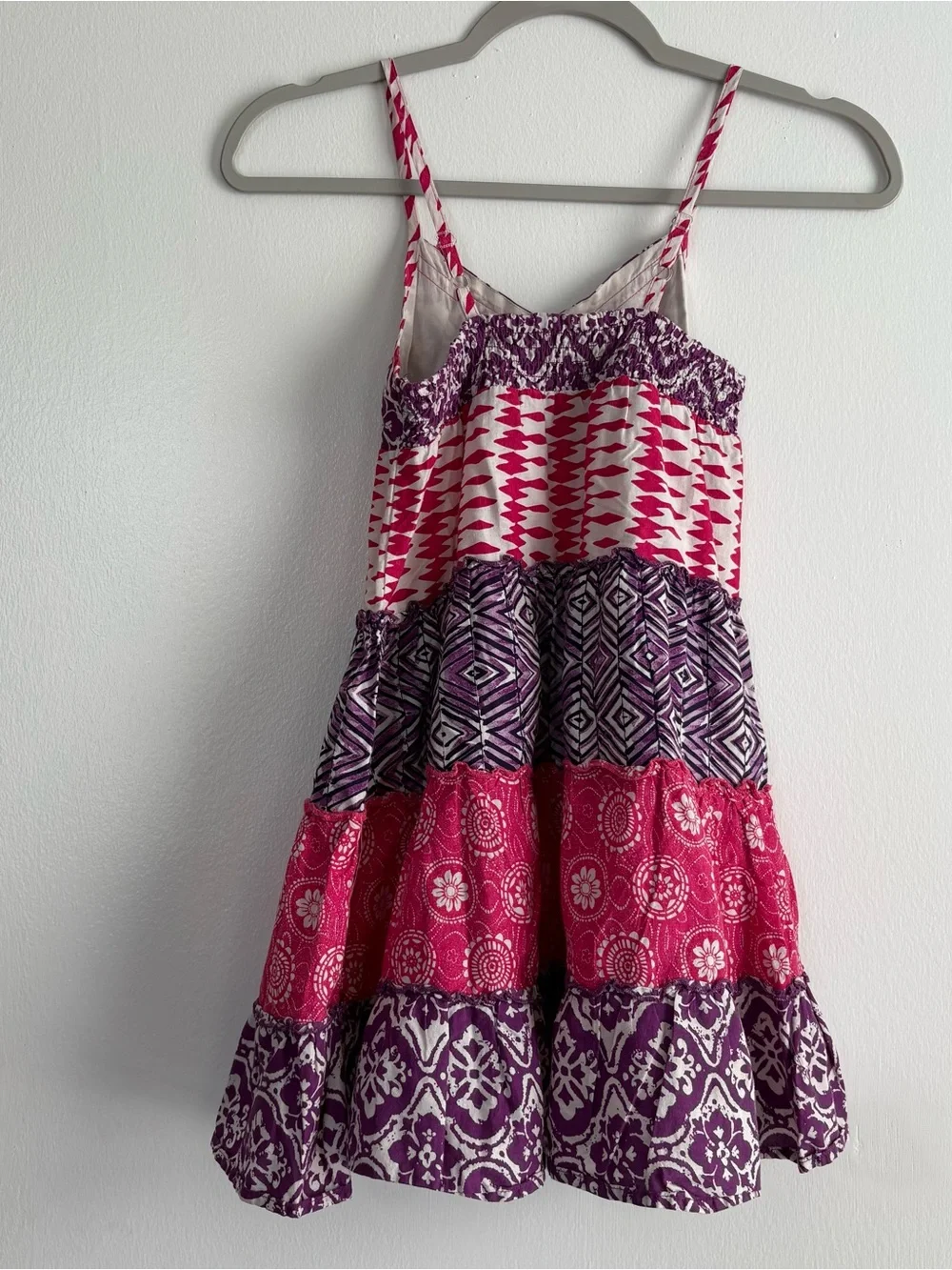 The Children's Place Purple Pink White Geometric Boho Sundress Girls 8 Cotton